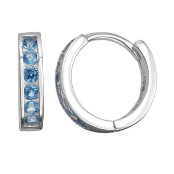 Junior Jewels Kids' Sterling Silver Simulated Birthstone Huggie Hoop Earrings