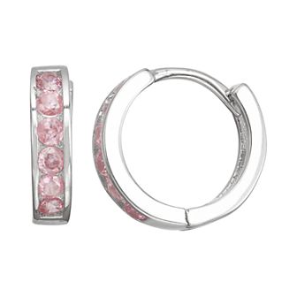 Junior Jewels Kids' Sterling Silver Simulated Birthstone Huggie Hoop Earrings