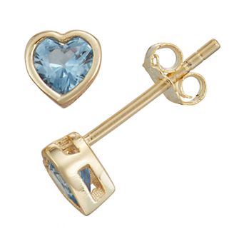 Junior Jewels Kids' Gold Tone Sterling Silver Simulated Birthstone Heart Stud Earrings