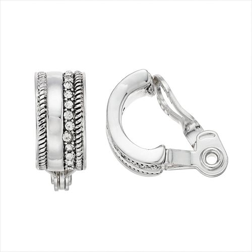 Napier Textured ClipOn Semi Hoop Earrings