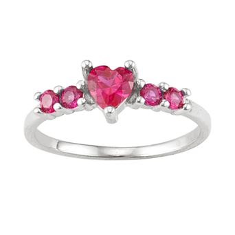 Junior Jewels Kids' Sterling Silver Birthstone Heart Ring