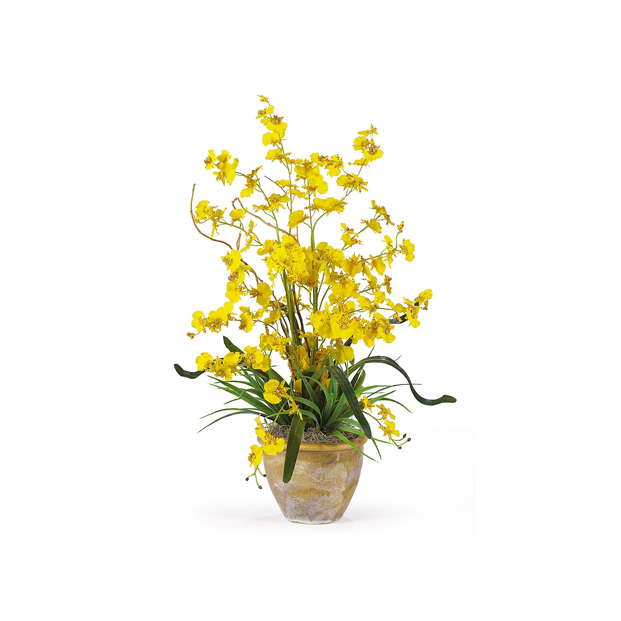 nearly natural Dancing Lady Silk Orchid Floral Arrangement, Yellow