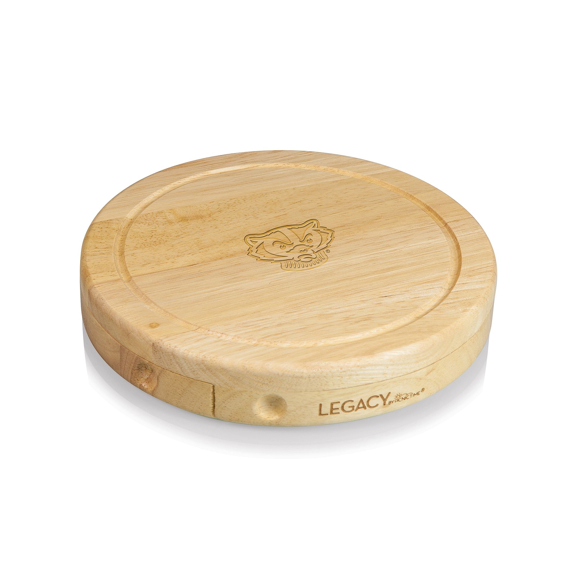Wisconsin Badgers Brie Cheese Cutting Board Set, Brown