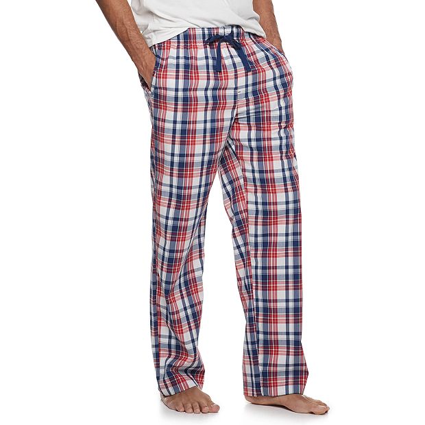 Croft & Barrow mens small fleece pajama pants plaid red black casual lounge