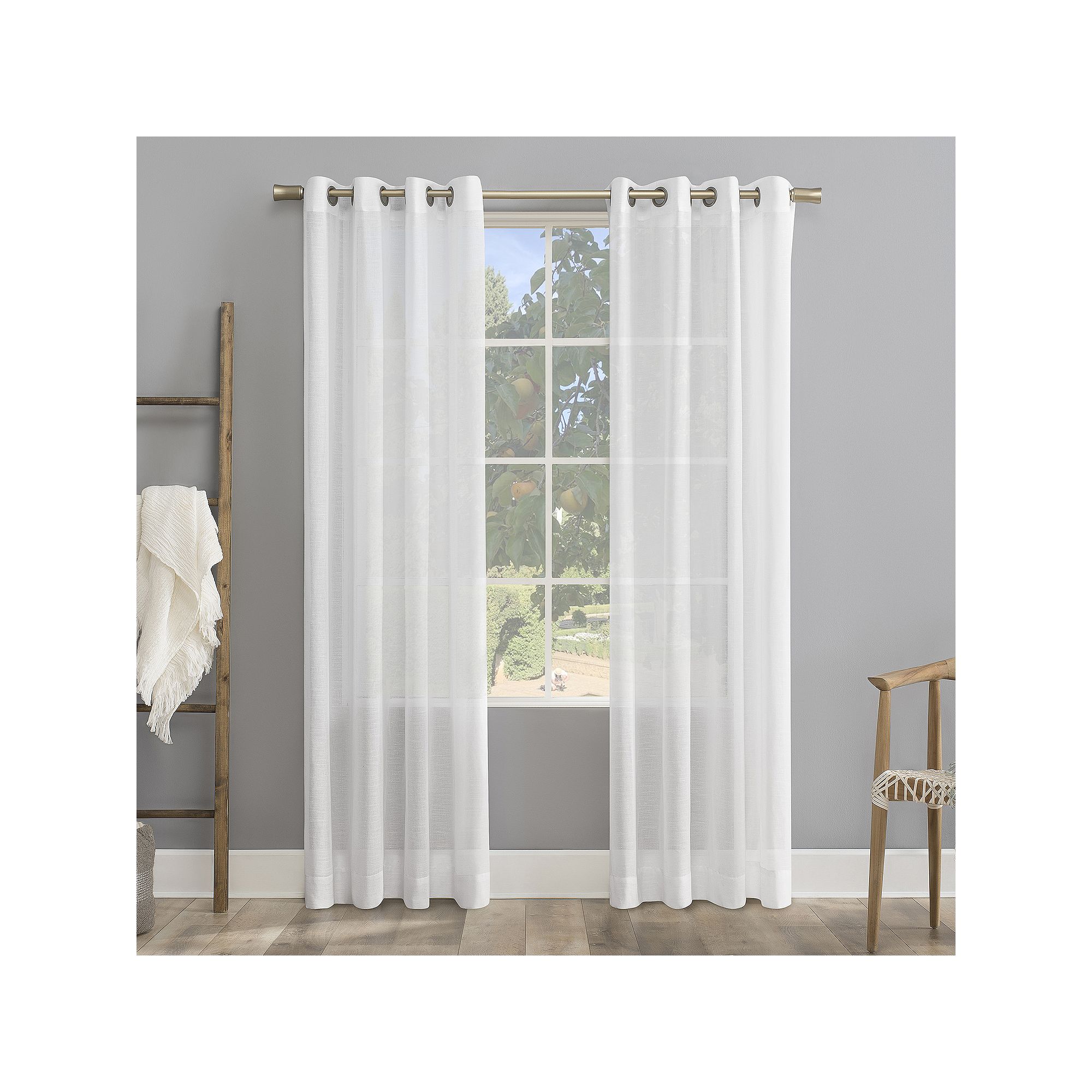 Archaeo Slub Textured Linen Blend Grommet Curtain Panel, White