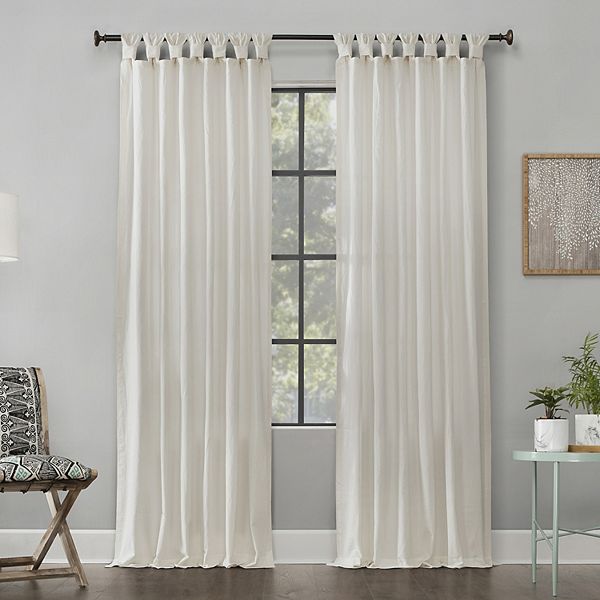 52"X84" Archaeo Light Filtering Outdoor Washed Cotton Twist Tab Curtain Panel Ivory