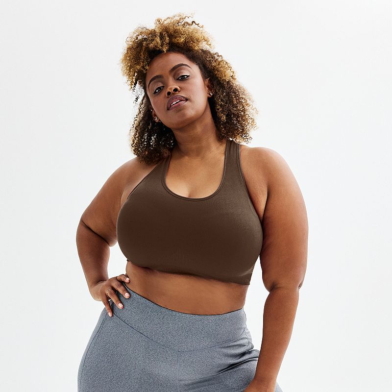 Plus Size Tek Gear® Seamless Low-Impact Sports Bra, Women's, Size: 2XL, Birk Brown