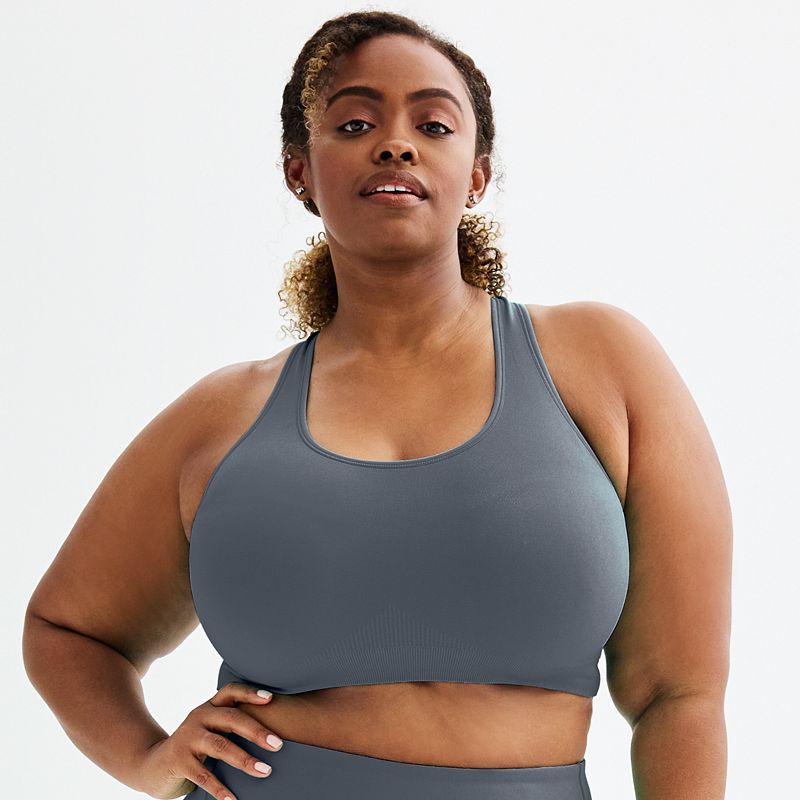 Plus Size Tek Gear® Seamless Low-Impact Sports Bra, Women's, Size: 3XL, Heritage Gray
