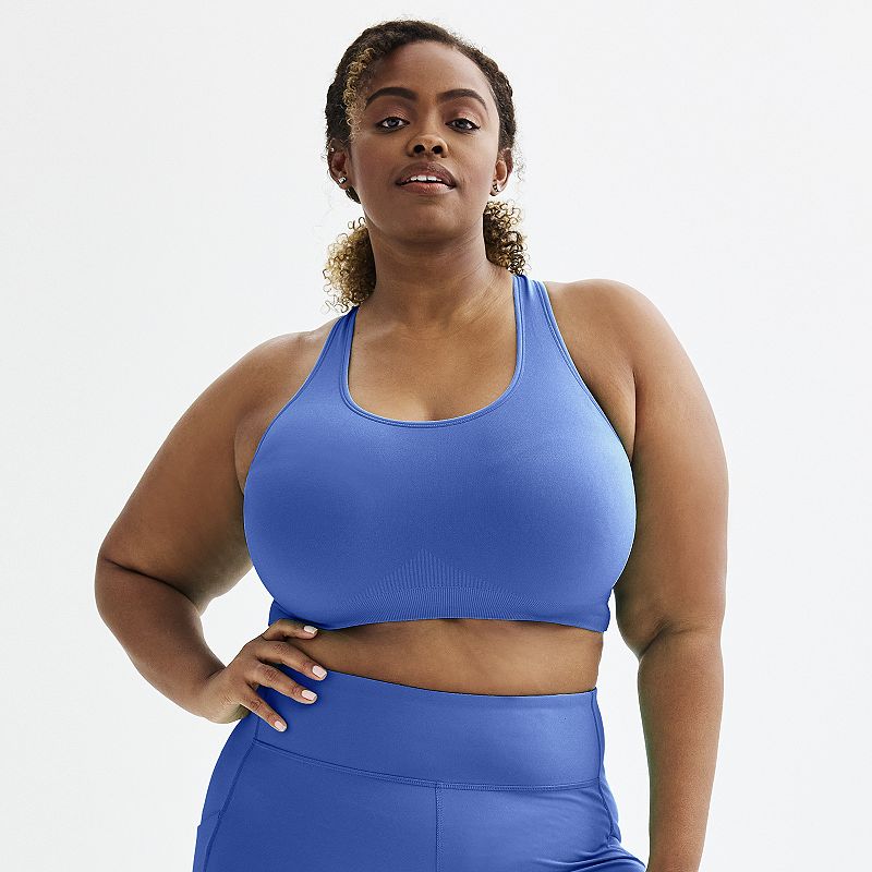 Plus Size Tek Gear® Seamless Low-Impact Sports Bra, Women's, Size: 1XL, Tara Blue