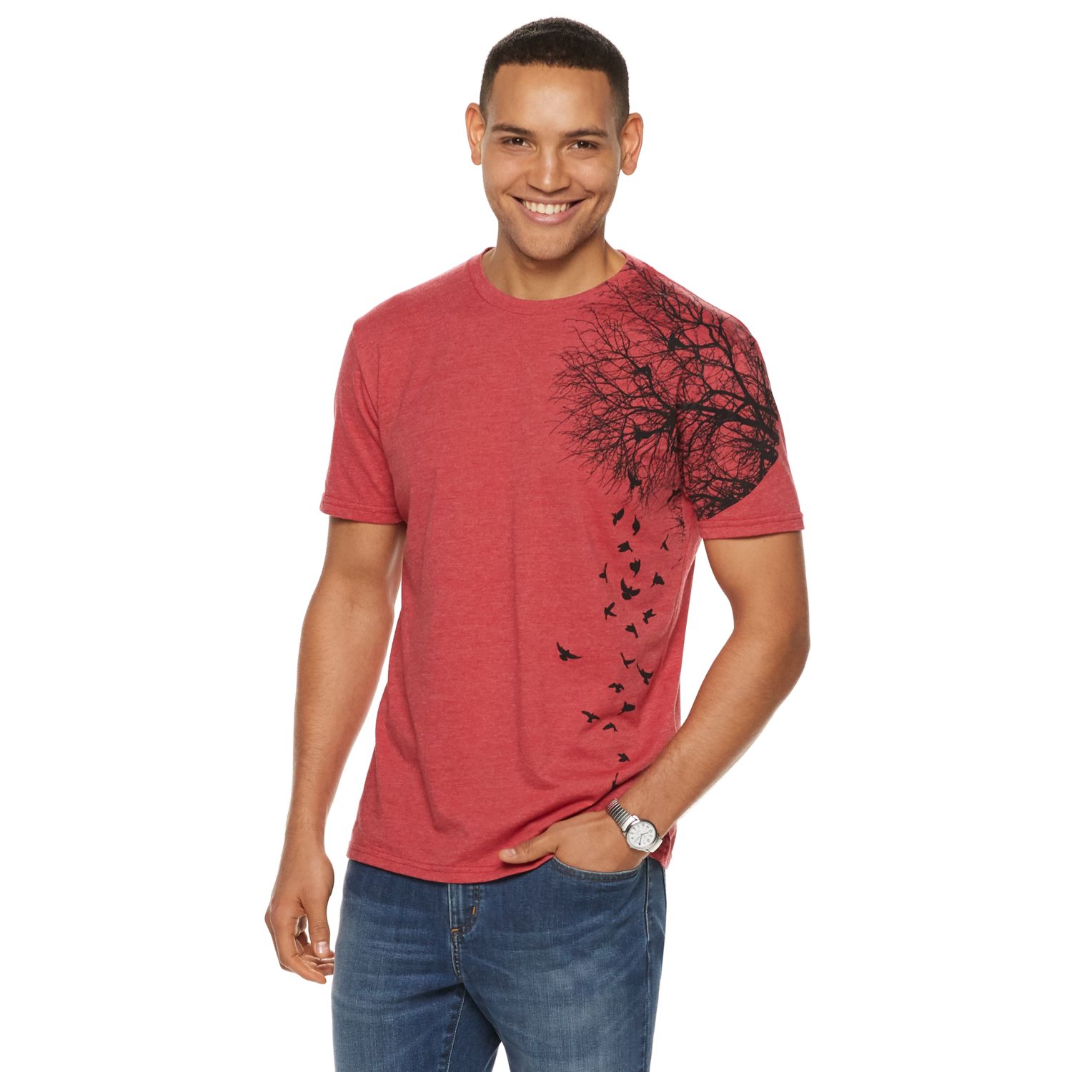 dark red graphic tee