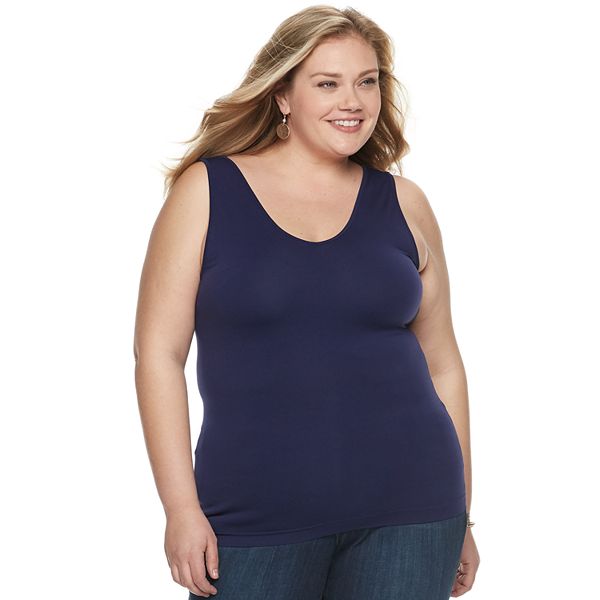 Women's Plus Size Seamless Tank Slip Dress. • Sleeveless • Scoop