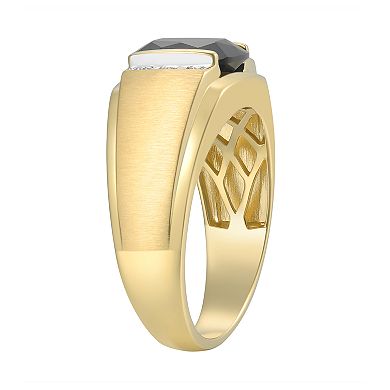 Men's 10K Gold Lab-Created Gemstone & Diamond Accent Ring