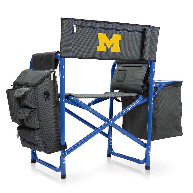 Picnic Time Michigan Wolverines Fusion Backpack Chair with Cooler, Blue