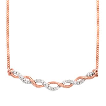 HDI Two Tone Sterling Silver 1/8 Carat. T.W. Diamond Necklace