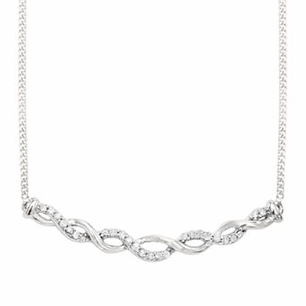 HDI Two Tone Sterling Silver 1/8 Carat. T.W. Diamond Necklace