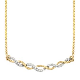 HDI Two Tone Sterling Silver 1/8 Carat. T.W. Diamond Necklace