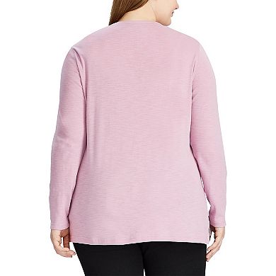 Plus Size Chaps Waffle-Knit Henley Top