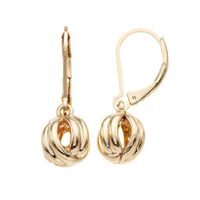 Napier Gold Tone Leverback Ball Earrings, Womens