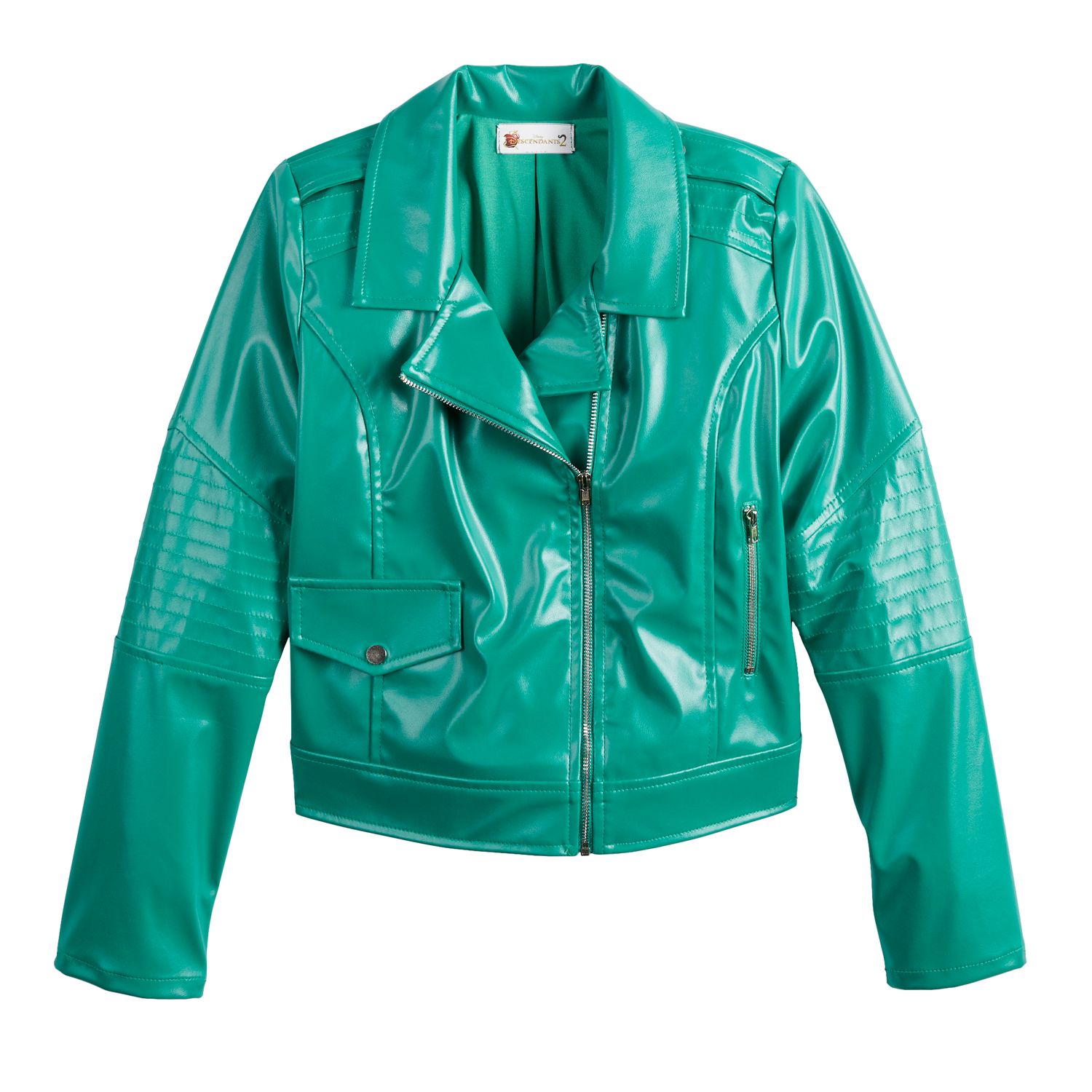turquoise faux leather jacket