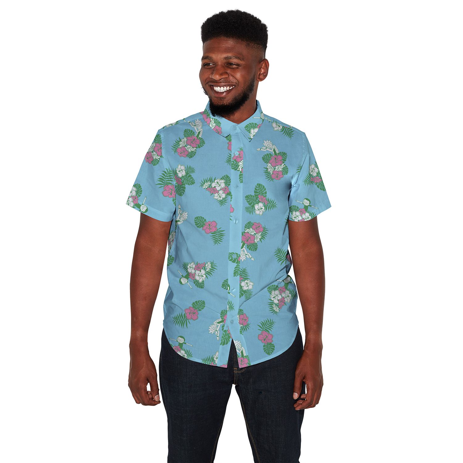 rick and morty button down shirt