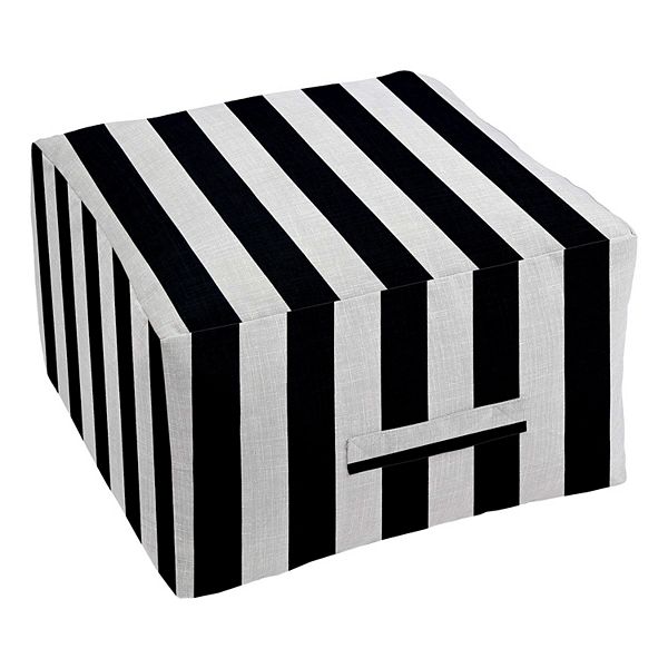 Sonoma Goods For Life® Indoor Outdoor Square Pouf - Black Stripe (POUF)