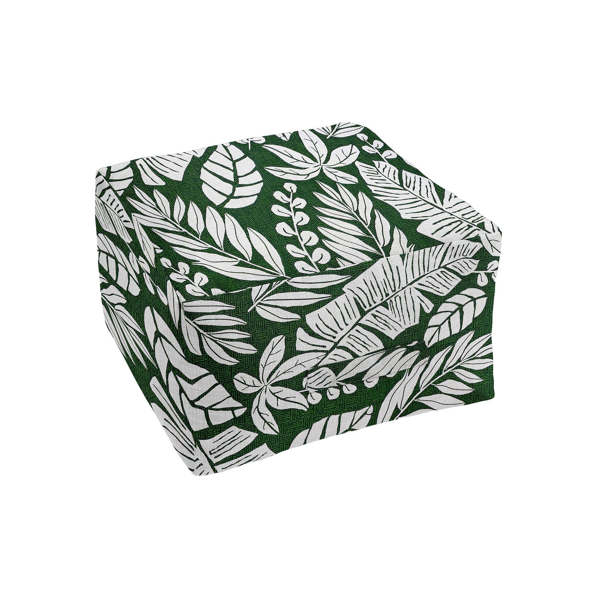 Sonoma Goods For Life® Indoor Outdoor Square Pouf, Green Palm