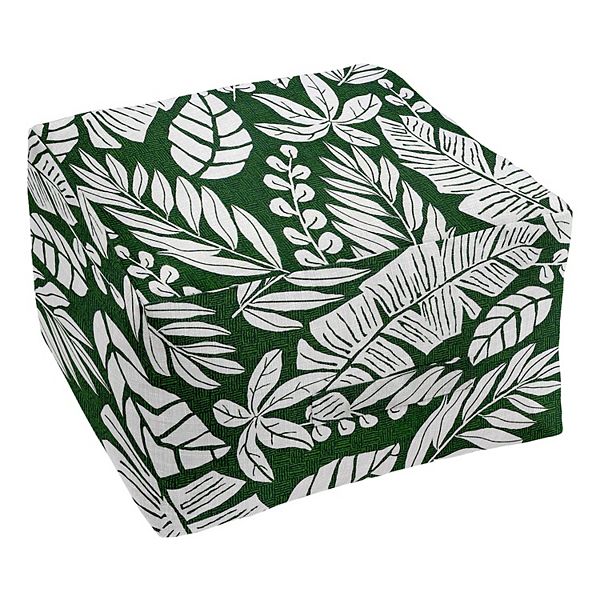Sonoma Goods For Life&reg; Indoor Outdoor Square Pouf - Green Palm (POUF)