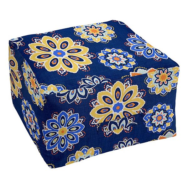 Sonoma Goods For Life® Indoor Outdoor Square Pouf - Navy Medallion (POUF)