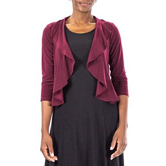 Women's Nina Leonard Draped Sheer Back Bolero