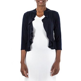 Women's Nina Leonard Draped Sheer Back Bolero