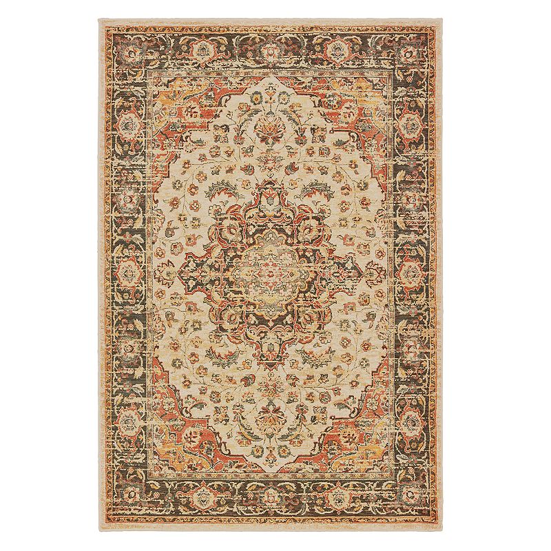 StyleHaven Telfair Ornamental Medallion Rug, White, 5X7.5 Ft