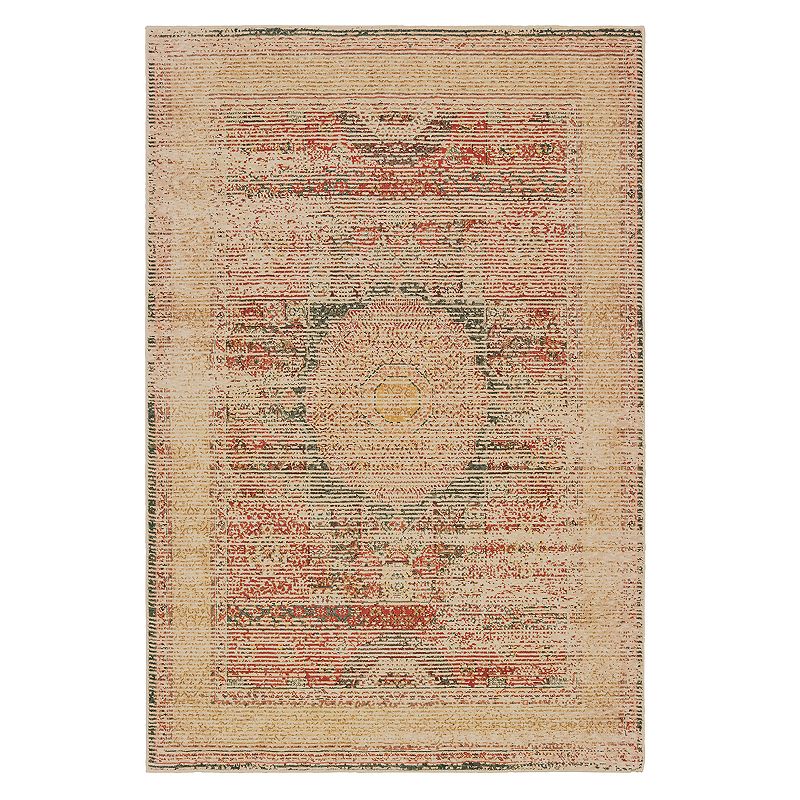 StyleHaven Telfair Distressed Medallion Rug, White, 8X11 Ft