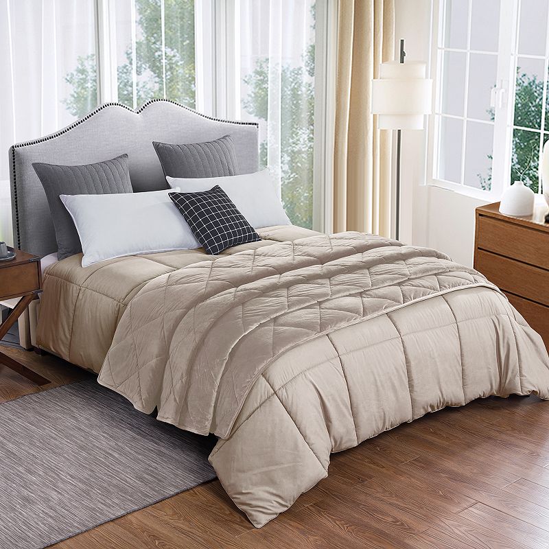 Dream On Velvet Blanket & Down-Alternative Comforter, Brown, Twin