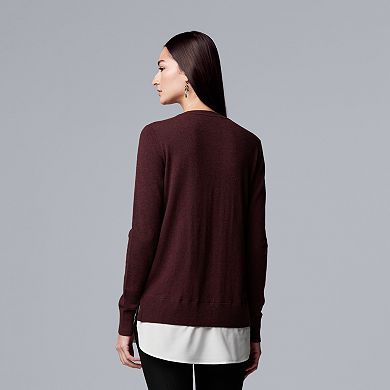 Women's Simply Vera Vera Wang Lace Mock-Layer Sweater