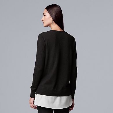 Women's Simply Vera Vera Wang Lace Mock-Layer Sweater