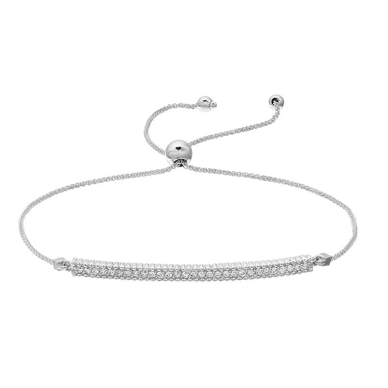 1/4 Carat T.W. Diamond Bar Adjustable Bracelet, Womens, Size: 9.25, White