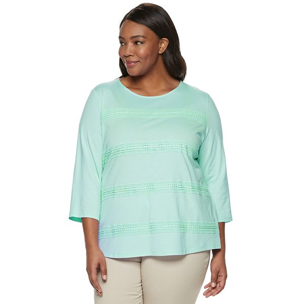 Plus Size Croft & Barrow® Striped Lace Tee