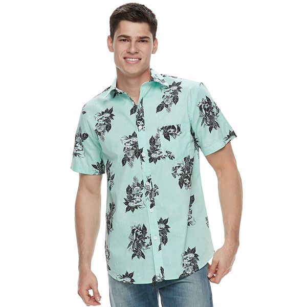 Men's Tropical Print Button-Down Shirt