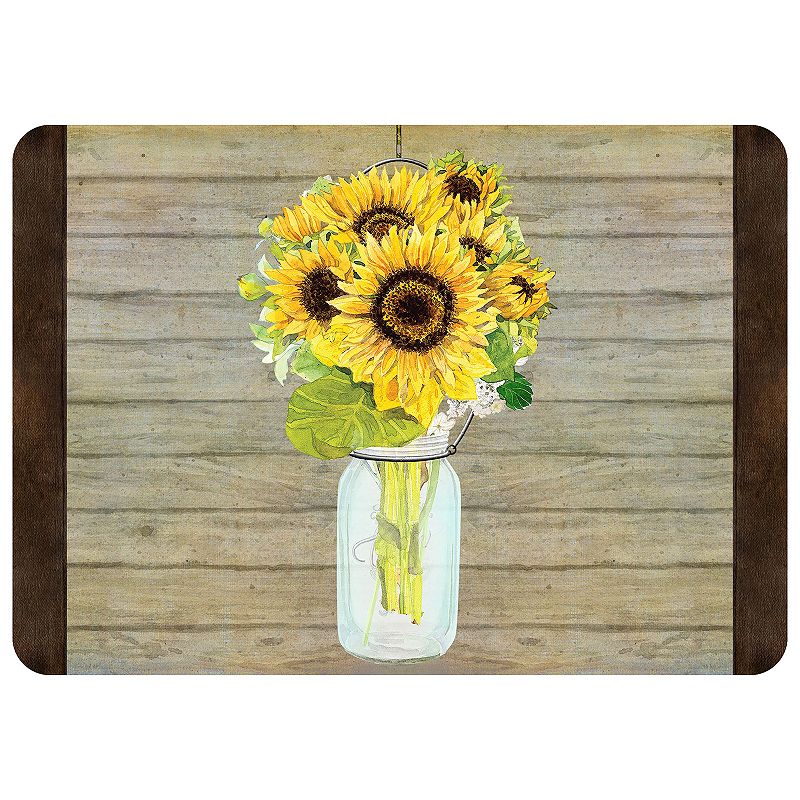 Bungalow Flooring Mason Jar Sunflowers Premium Comfort Mat - 22 x 31, 