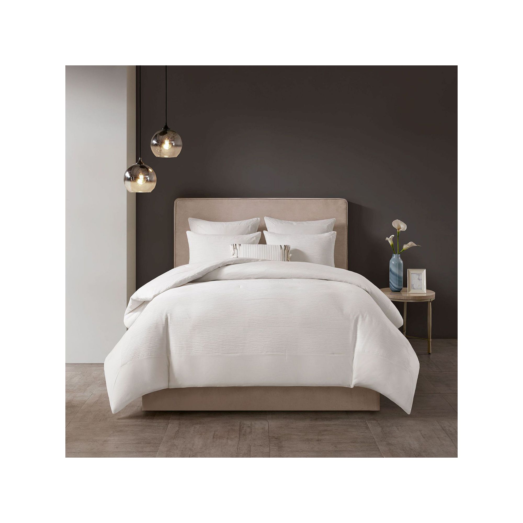 N Natori Cotton Blend 3-piece Comforter Set, White