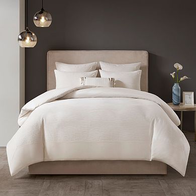 N Natori Cotton Blend 3-piece Duvet Cover