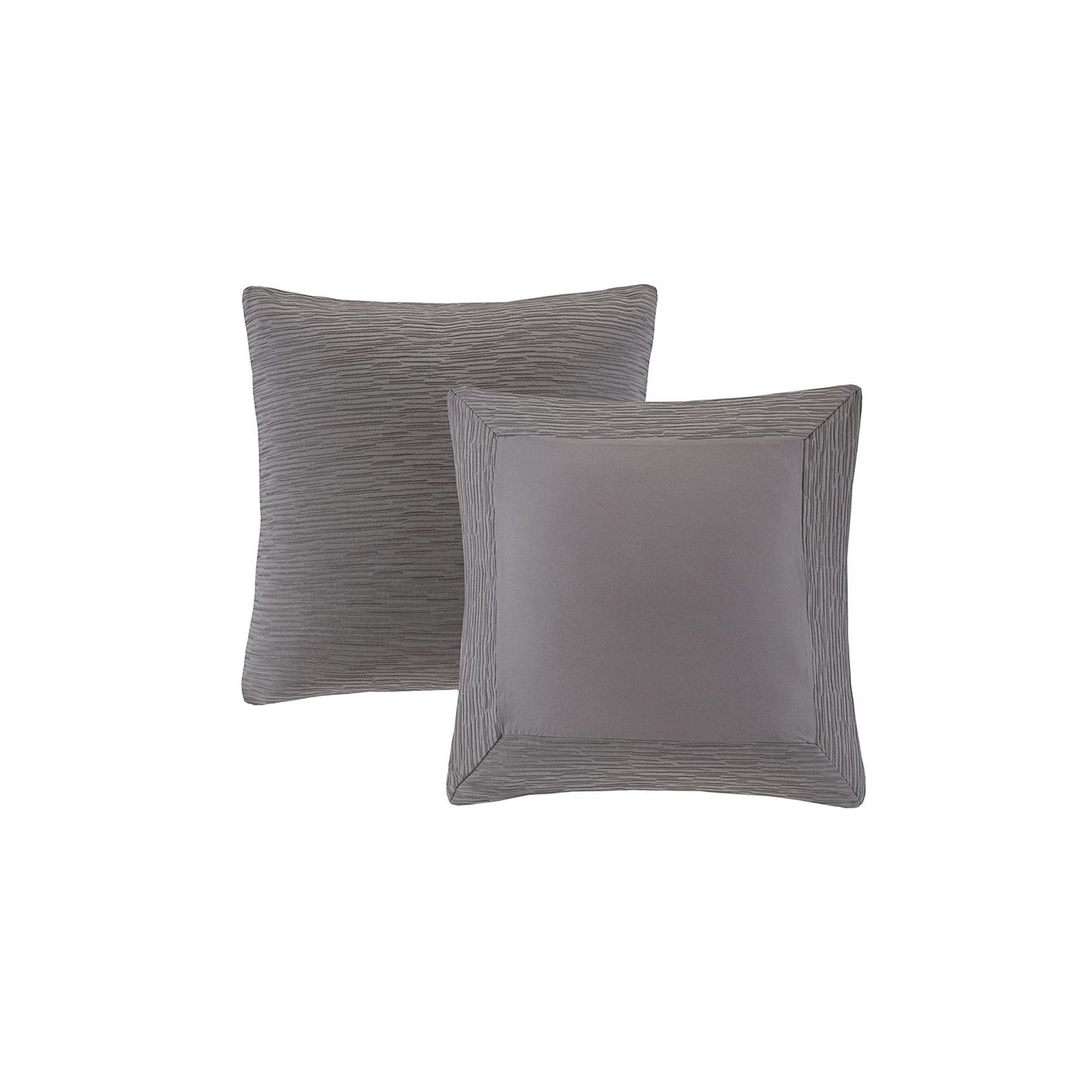 N Natori Cotton Blend Yarn Dyed Euro Sham, Gray