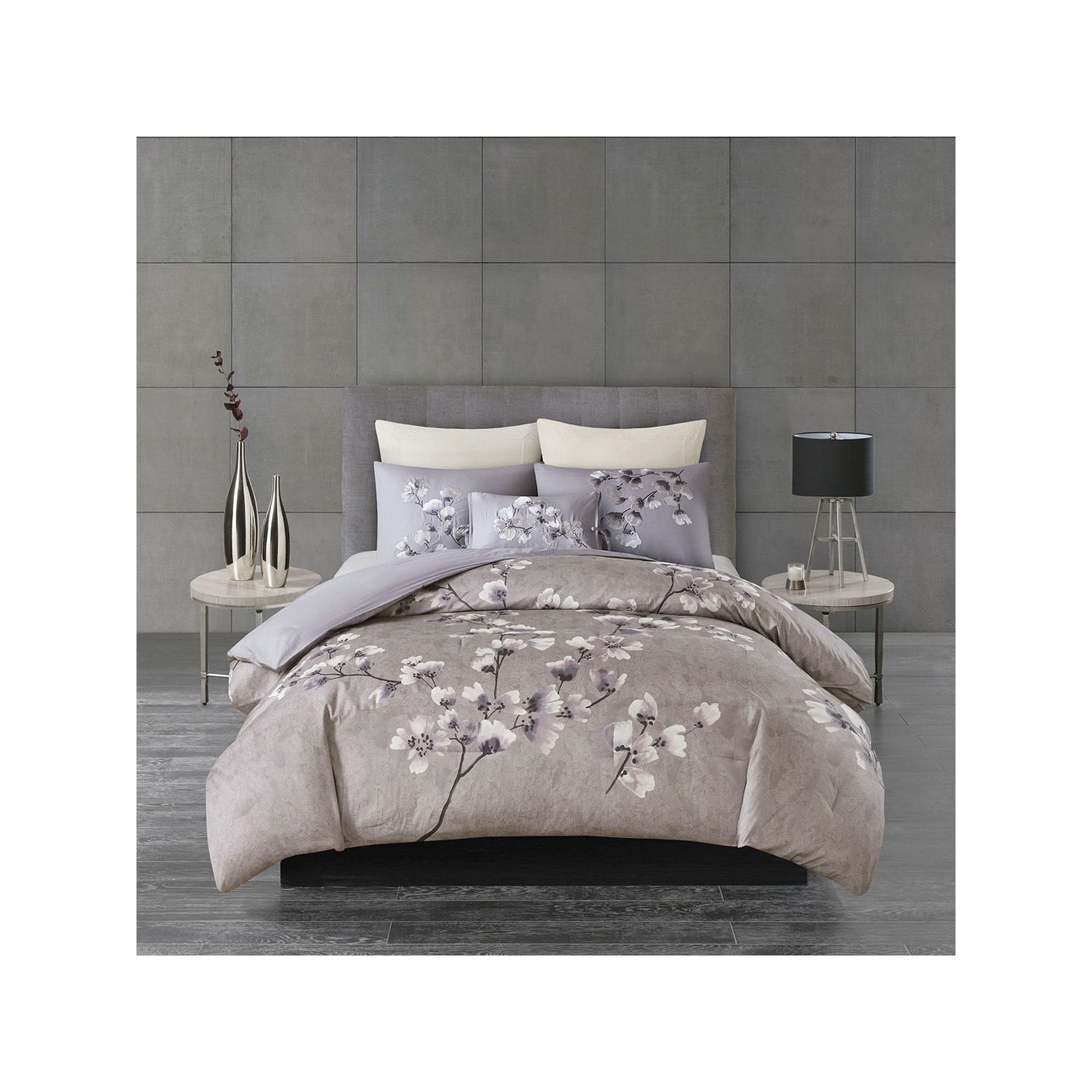 N Natori Sakura Blossom 3-piece Comforter Set, Purple SKU:723132 sku 723132