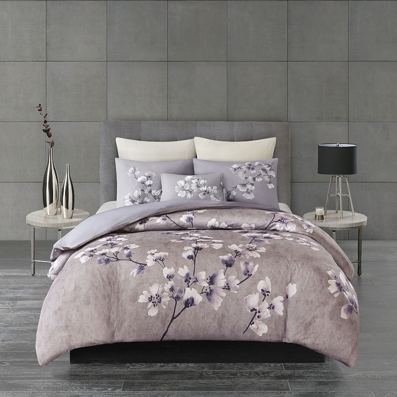 N Natori Sakura Blossom 3-piece Comforter Set, Lt Purple, King