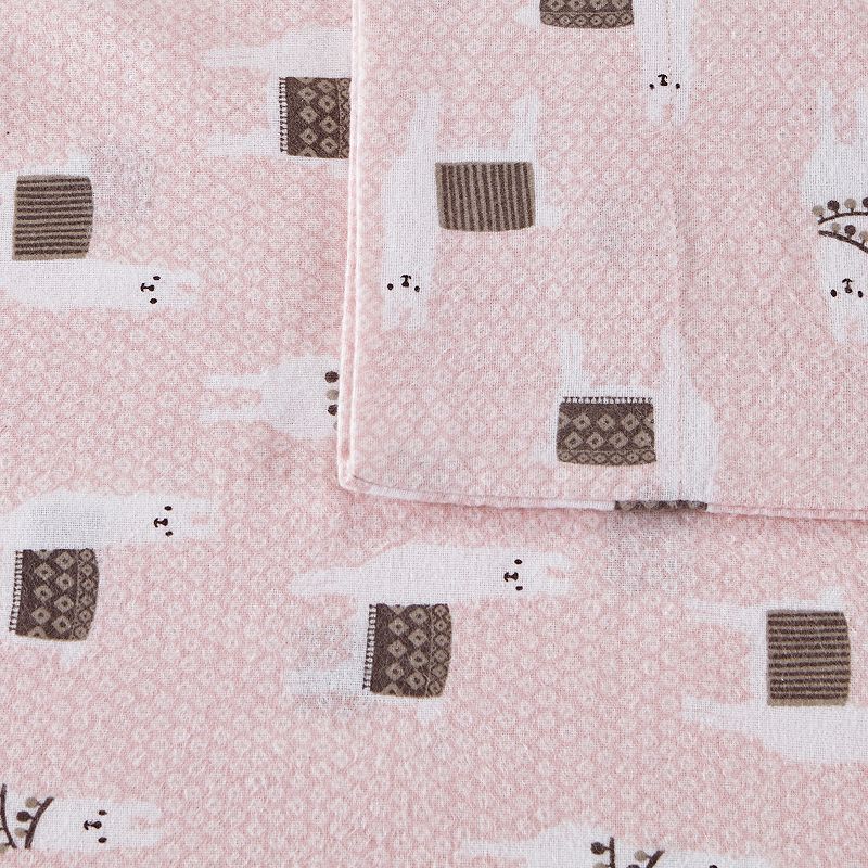 Intelligent Design Cozy Soft Cotton Flannel Sheet Set, Pink, TWINXL SET