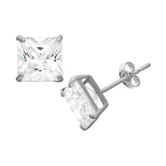 Designs by Gioelli Men's Sterling Silver Cubic Zirconia Square Stud Earrings