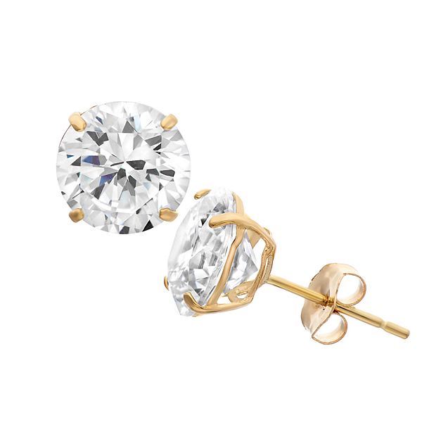 Designs by Gioelli Men's Sterling Silver Cubic Zirconia Round Stud Earrings - Gold Tone