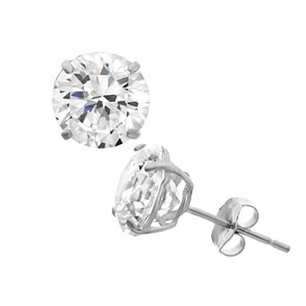 Designs by Gioelli Men's Sterling Silver Cubic Zirconia Round Stud Earrings
