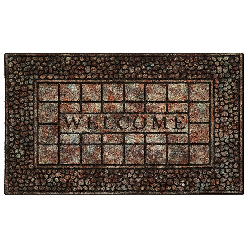 Achim Pebble Squares Raised Rubber Doormat - 18 x 30, Beig/Green, 18X30