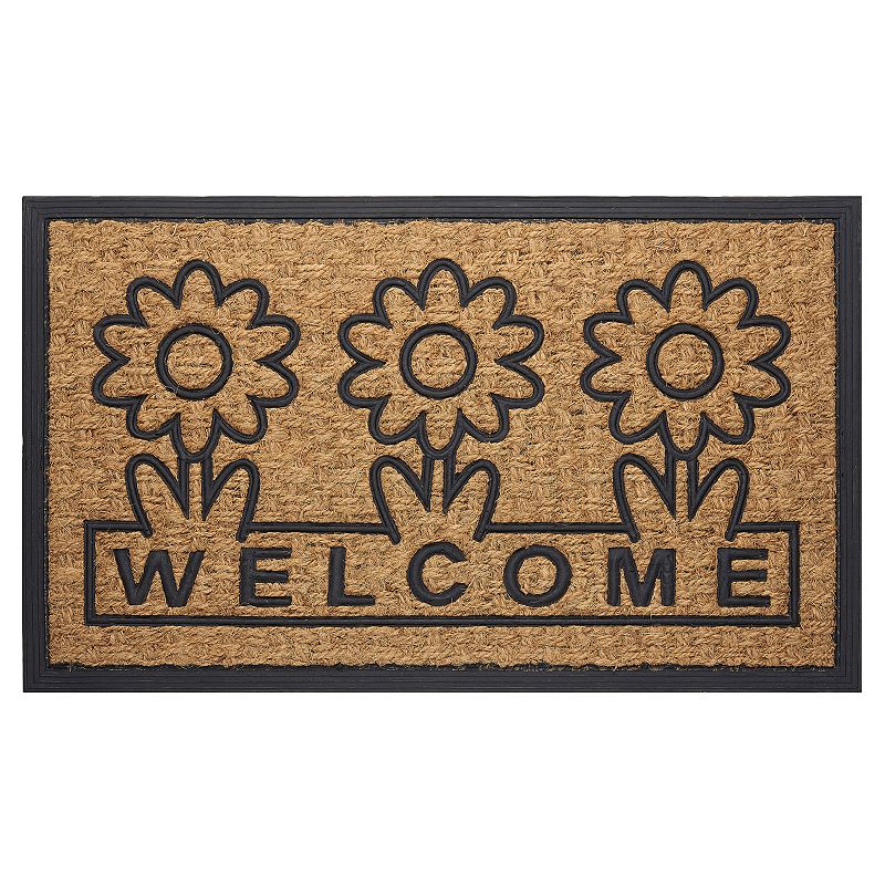 Achim Daisy Printed Coir Doormat - 18 x 30, Brown, 18X30